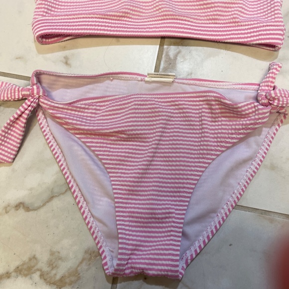 SNAPPERROCK Raspberry Stripe Tie Crop Bikini Size 10 - Picture 2 of 5